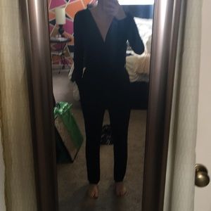 Beautiful long sleeve deep v jumpsuit